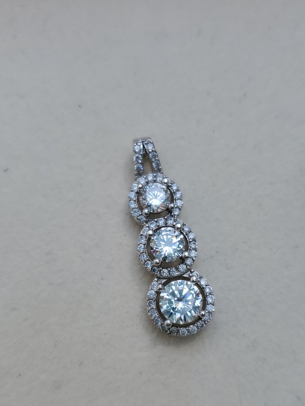 Sterling Silver Triple Halo Cubic Zirconia Pendant
